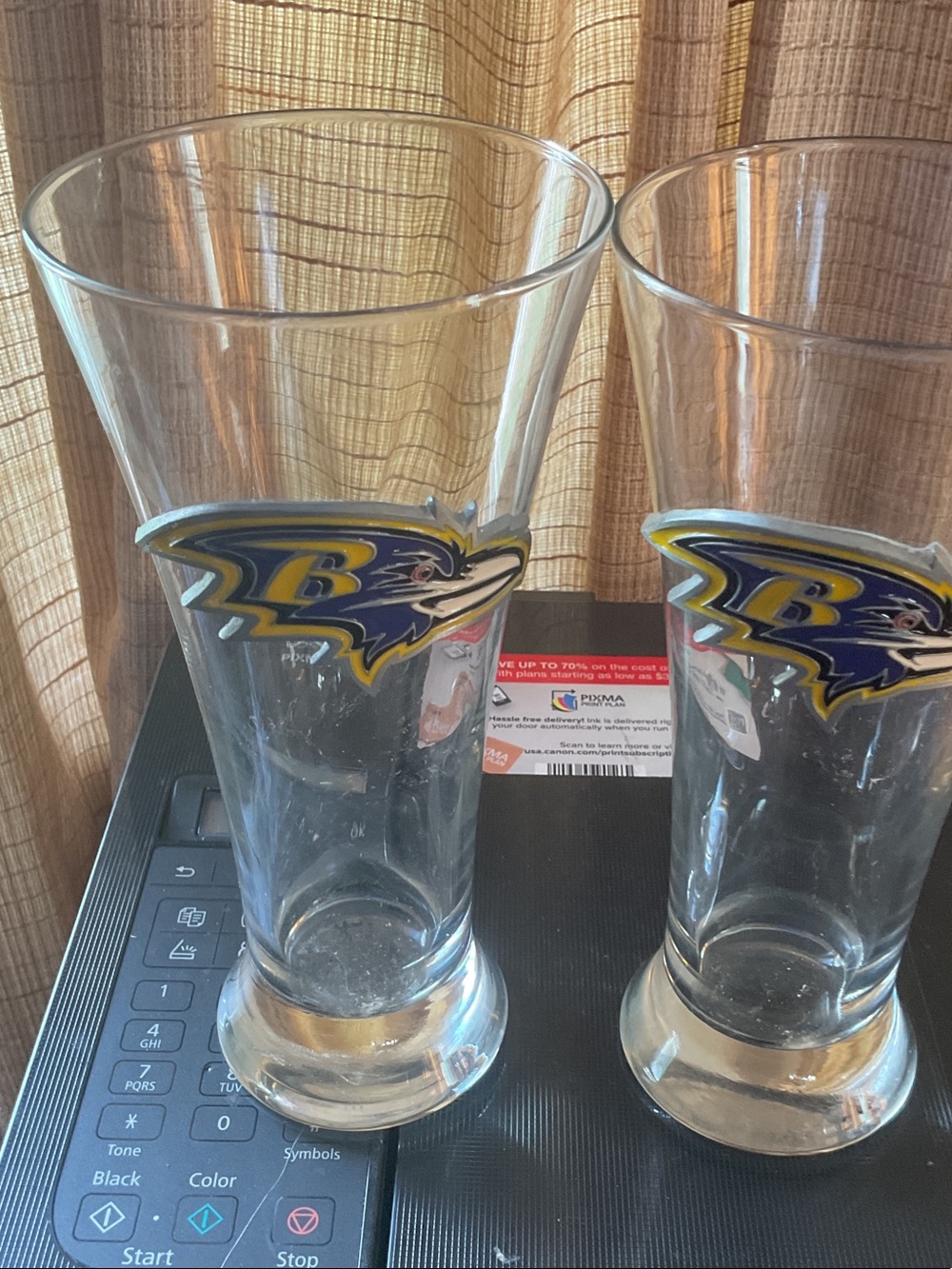 Baltimore Ravens pilsner glasses